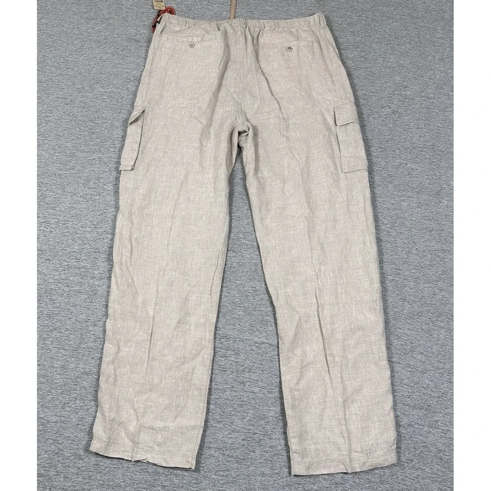 Tommy Bahama Pants Men's XL Beige Cargo Linen On The Edge Relax Travel NEW